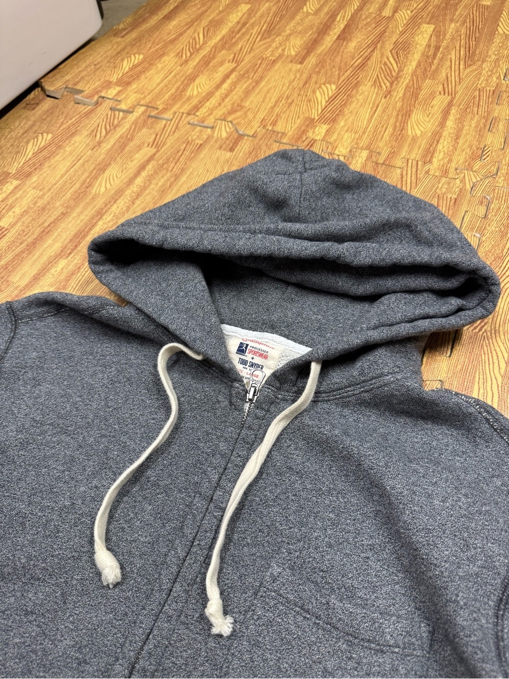 Champion Todd Snyder Hoodie Mens Large Heather Gray Pocket Full Zip Sweatshirt - Picture 3 of 7